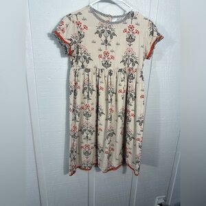 Yo Baby India  Girls Short Sleeve Floral Shift Dress Size 13 EUC